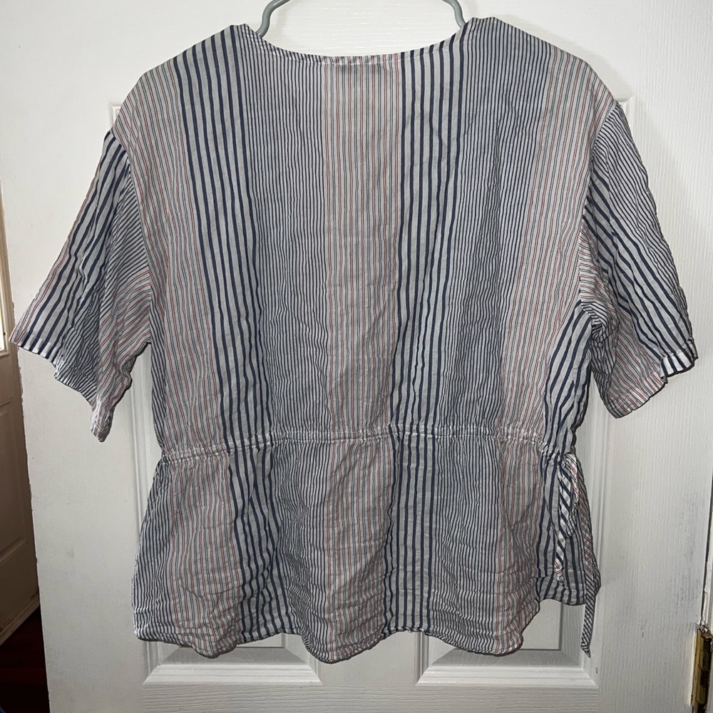 Madewell Stripe Drawstring Side Button Down Top S… - image 6